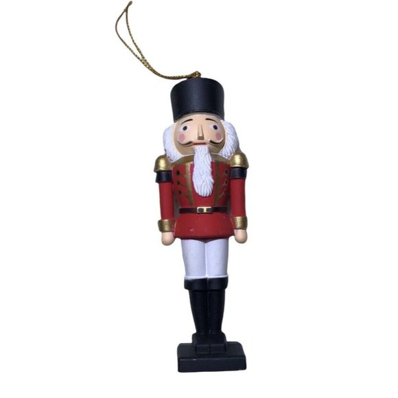 Vintage Wooden 4” Christmas Nutcracker ornament Red coat  Handmade/painted - Picture 1 of 3
